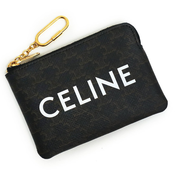 Celine Black Triomphe Coin Wallet Pouch Canvas Card - Picture 1 of 8